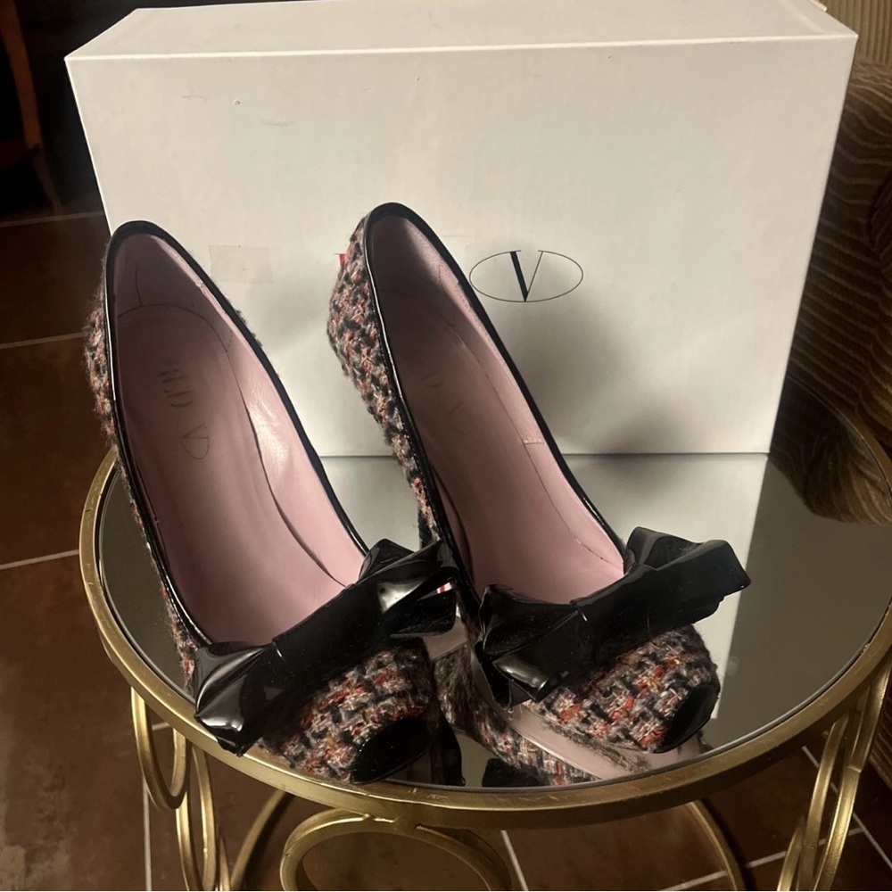 Valentino Black and Pink Tweed Heels